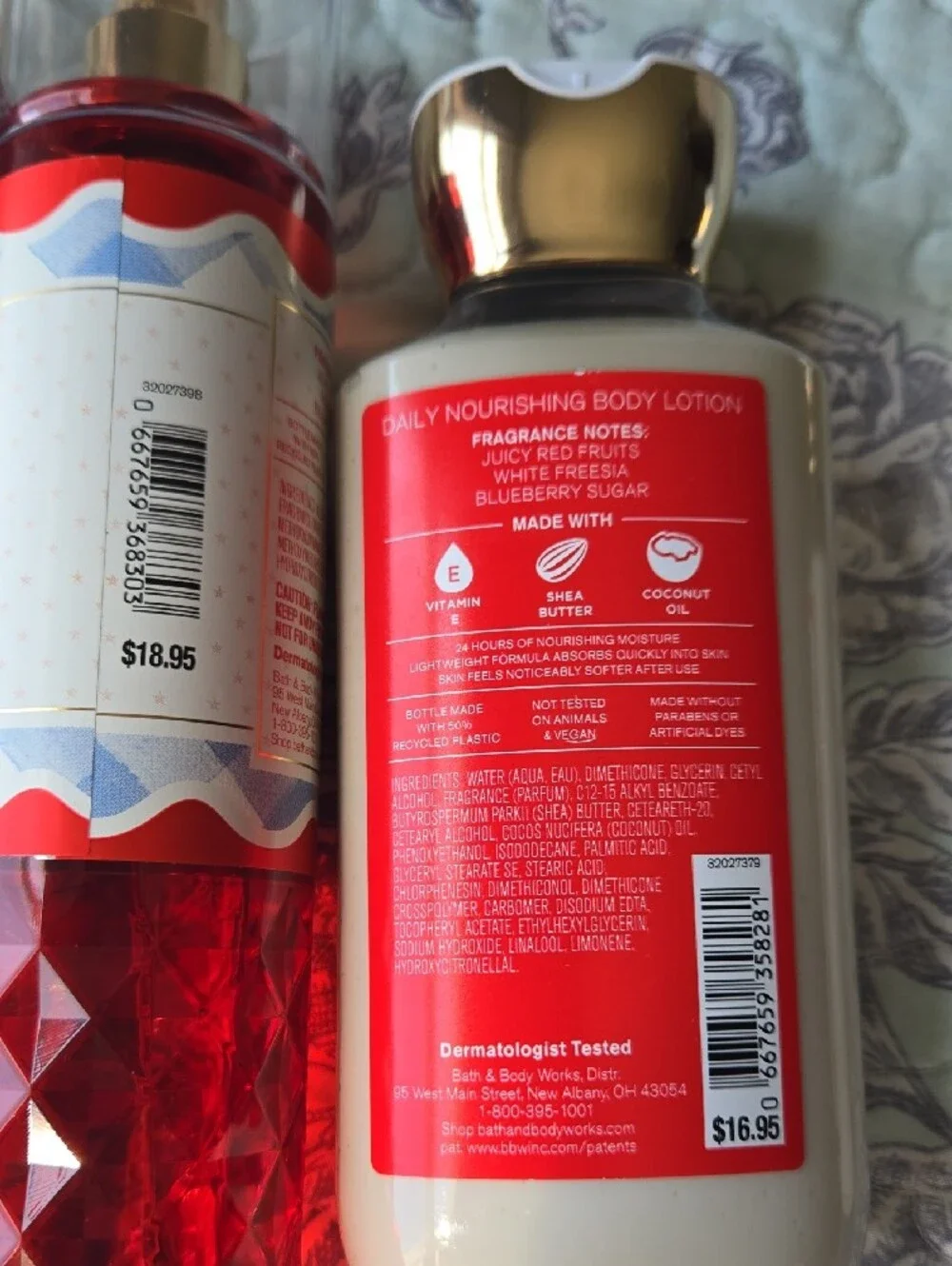 Bath & Body Works Gingham All-American Lotion & Mist Set - Red, White, Gold